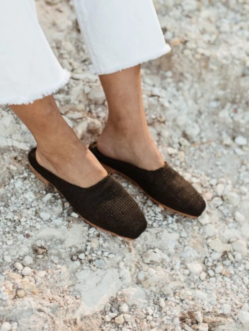 St. Agni Mae Black Woven Slip-On Mules - Women